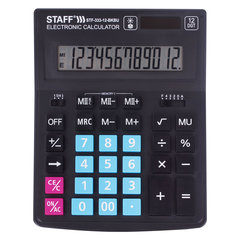 Калькулятор настольный STAFF PLUS STF-333-BKBU ( 200&times;154 мм) 12 разрядов, ЧЕРНО-СИНИЙ, 250461