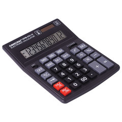 Калькулятор настольный ОФИСМАГ OFM-333 (200&times;154 мм) 12 разрядов, двойное питание, ЧЕРНЫЙ, 250462