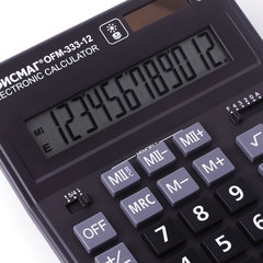 Калькулятор настольный ОФИСМАГ OFM-333 (200&times;154 мм) 12 разрядов, двойное питание, ЧЕРНЫЙ, 250462