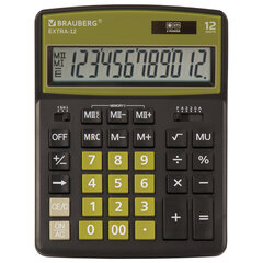Калькулятор настольный BRAUBERG EXTRA-12-BKOL (206&times;155 мм), 12 разрядов, двойное питание, ЧЕРНО-ОЛИВКОВЫЙ, 250471