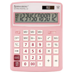 Калькулятор настольный BRAUBERG EXTRA PASTEL-12-PK (206&times;155 мм), 12 разрядов, двойное питание, РОЗОВЫЙ, 250487