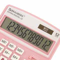 Калькулятор настольный BRAUBERG EXTRA PASTEL-12-PK (206&times;155 мм), 12 разрядов, двойное питание, РОЗОВЫЙ, 250487