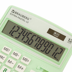Калькулятор настольный BRAUBERG EXTRA PASTEL-12-LG (206&times;155 мм), 12 разрядов, двойное питание, МЯТНЫЙ, 250488