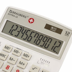 Калькулятор настольный BRAUBERG EXTRA-12-WAB (206&times;155 мм),12 разрядов, двойное питание, антибактериальное покрытие, БЕЛЫЙ, 250490