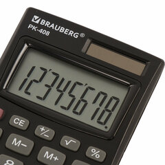 Калькулятор карманный BRAUBERG PK-408-BK (97&times;56 мм), 8 разрядов, двойное питание, ЧЕРНЫЙ, 250517