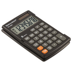 Калькулятор карманный BRAUBERG PK-865-BK (120&times;75 мм), 8 разрядов, двойное питание, ЧЕРНЫЙ, 250524