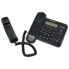 Телефон PANASONIC KX-TS2356RUB, черный, память 50 номеров, АОН, ЖК-дисплей с часами, тональный / импульсный режим