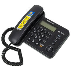 Телефон PANASONIC KX-TS2358RUB, черный, память 50 номеров, АОН, спикерфон, ЖК дисплей с часами, тональный / импульсный режим