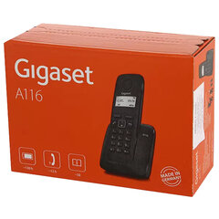 Радиотелефон GIGASET A116, память 50 номеров, АОН, повтор, часы, черный