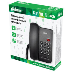Телефон RITMIX RT-311 black, световая индикация звонка, тональный / импульсный режим, повтор, черный