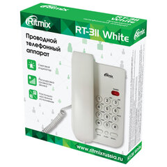 Телефон RITMIX RT-311 white, световая индикация звонка, тональный / импульсный режим, повтор, белый