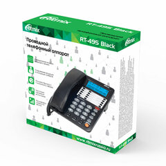 Телефон RITMIX RT-495 black, АОН, спикерфон, память 60 номеров, тональный / импульсный режим, черный