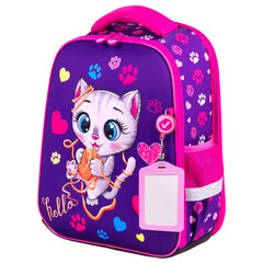 Ранец BRAUBERG FIT, 2 отделения, &laquo;Playing kitty&raquo;, 3D-панель, 38&times;27&times;14 см, 270615