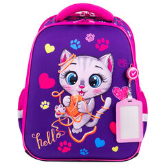 Ранец BRAUBERG FIT, 2 отделения, &laquo;Playing kitty&raquo;, 3D-панель, 38&times;27&times;14 см, 270615