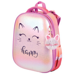 Ранец BRAUBERG SHINY, 2 отделения, с брелоком, &laquo;Счастливый кот&raquo;, 38&times;28&times;14 см, 270697