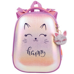 Ранец BRAUBERG SHINY, 2 отделения, с брелоком, &laquo;Счастливый кот&raquo;, 38&times;28&times;14 см, 270697