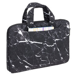 Сумка портфель BRAUBERG STYLE с отделением для ноутбука 13-14", 3 кармана, &laquo;Marble&raquo;, черная, 26&times;36&times;3 см, 270835
