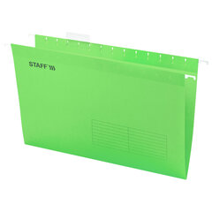 Подвесные папки A4/<wbr/>Foolscap (404&times;240 мм) до 80 л., КОМПЛЕКТ 10 шт., зеленые, картон, STAFF, 270934