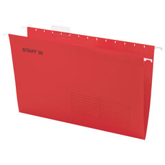 Подвесные папки A4/<wbr/>Foolscap (404&times;240 мм) до 80 л., КОМПЛЕКТ 10 шт., красные, картон, STAFF, 270936