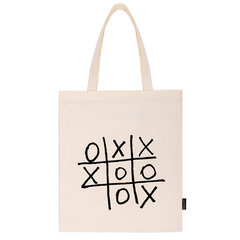 Сумка шоппер BRAUBERG PREMIUM, канвас, 40&times;35 см, на кнопке, карман, бежевый, &laquo;Tic-tac-toe&raquo;, 271902