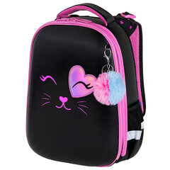 Ранец BRAUBERG SHINY, 2 отделения, с брелоком, &laquo;Улыбающийся котик&raquo;, 38&times;28&times;14 см, 272040