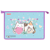Папка для тетрадей ПИФАГОР А4, 1 отделение, картон/пластик, на молнии, "Cat friends", 272127