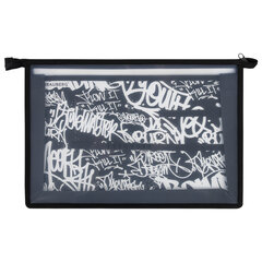 Папка для труда BRAUBERG А4, 2 отделения, пластик, молния сверху, органайзер, &laquo;Graffiti&raquo;, 272215