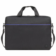 Сумка портфель BRAUBERG PRACTICAL с отделением для ноутбука 15,6", Blue line, черная, 29&times;40&times;7 см, 272603