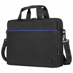 Сумка портфель BRAUBERG PRACTICAL с отделением для ноутбука 15,6", Blue line, черная, 29&times;40&times;7 см, 272603