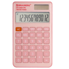 Калькулятор карманный BRAUBERG CX-102C-PK (76&times;126 мм), 12 разрядов, двойное питание, РОЗОВЫЙ, 272650