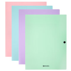 Папка на кнопке пластиковая BRAUBERG &laquo;PASTEL&raquo;, А4, 3 клапана, 600 мкм, цвета ассорти, 272886