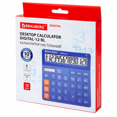 Калькулятор настольный BRAUBERG DIGITAL-12-BL (151&times;152 мм), 12 разрядов, двойное питание, СИНИЙ, 272969