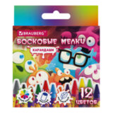 Восковые мелки BRAUBERG "МОНСТРИКИ", 12 цветов, 273238