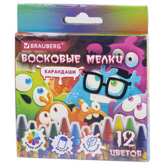 Восковые мелки BRAUBERG &laquo;МОНСТРИКИ&raquo;, 12 цветов, 273238