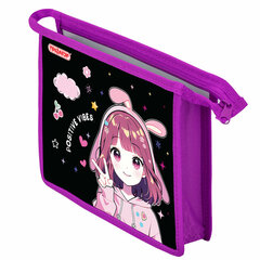 Папка для тетрадей ПИФАГОР А5, 1 отделение, пластик, на молнии, &laquo;Anime sign&raquo;, 273328