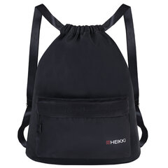 Рюкзак спортивный мешок HEIKKI CASUAL (ХЕЙКИ) с дополнительным карманом, 44&times;34 см, &laquo;Total black&raquo;, 273457