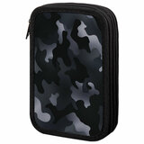 Пенал ПИФАГОР, 3 отделения, ламинированный картон, 19х11 см, "Black camo", 273489