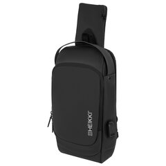 Рюкзак однолямочный HEIKKI FEATURE (ХЕЙКИ), кодовый замок, USB-порт, черный, 32&times;16&times;6 см, 273900