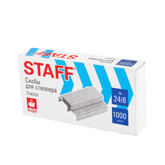 Скобы для степлера №24/<wbr/>6, 1000 штук, STAFF ECO, до 30 листов, 274045