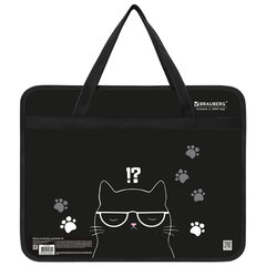 Папка на молнии с ручками BRAUBERG А4, 1 отделение, пластик, 80 мм, &laquo;Tough cat&raquo;, 274493