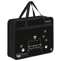 Папка на молнии с ручками BRAUBERG А4, 1 отделение, пластик, 80 мм, &laquo;Tough cat&raquo;, 274493