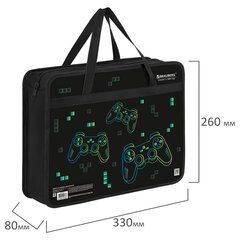 Папка на молнии с ручками BRAUBERG А4, 1 отделение, пластик, 80 мм, &laquo;Pixel gamepad&raquo;, 274497