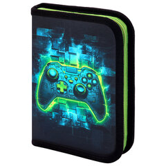 Пенал BRAUBERG, 1 отделение, 1 откидная планка, полиэстер, 21&times;14 см, &laquo;Neon gamepad&raquo;, 274596