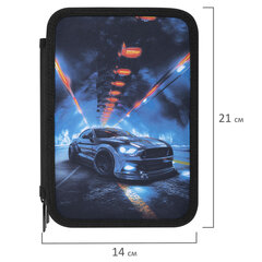 Пенал BRAUBERG, 3 отделения, полиэстер, 21&times;14 см, &laquo;Night race&raquo;, 274601