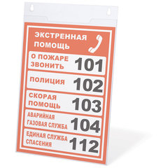 Подставка настенная для рекламных материалов ВЕРТИКАЛЬНАЯ (210&times;297 мм), А4, оргстекло, BRAUBERG, 290428