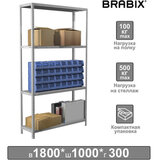 Стеллаж металлический BRABIX "MS KD-180/30-4", 1800х1000х300 мм, 4 полки, сборная стойка, 291114