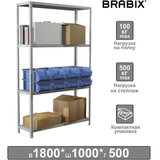 Стеллаж металлический BRABIX "MS KD-180/50-4", 1800х1000х500 мм, 4 полки, сборная стойка, 291116