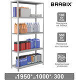 Стеллаж металлический BRABIX "MS KD-195/30-5", 1950х1000х300 мм, 5 полок, сборная стойка, 291118
