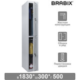 Шкаф металлический для одежды BRABIX "LK 12-30", УСИЛЕННЫЙ, 2 секции, 1830х300х500 мм, 18 кг, 291133