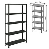 Стеллаж металлический BRABIX "ГРАФИТ MS KD-180/40/70-5", лофт, 1800х700х400 мм, 5 полок, 291268